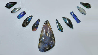 54161.0 - 10 piece set PLUS choose 1 center stone of Australian Free shaped Polished Boulder Opal For necklace or multi stone jewellery