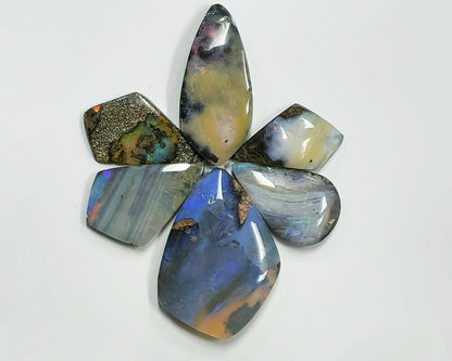 54162.0 - 4 Lots Australian Free shaped Polished Boulder Opal For single or multi stone jewellery designs and Unusual Opal jewellery designs