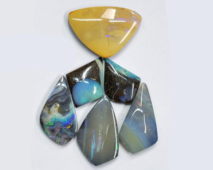 54160.0 - 4 Lots Australian Free shaped Polished Boulder Opal Create unusual UP SIDE DOWN designs Large pendants Multi stone jewellery