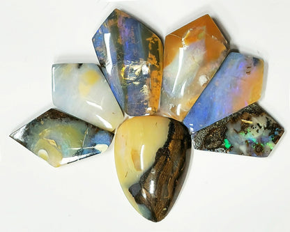 54162.0 - 4 Lots Australian Free shaped Polished Boulder Opal For single or multi stone jewellery designs and Unusual Opal jewellery designs