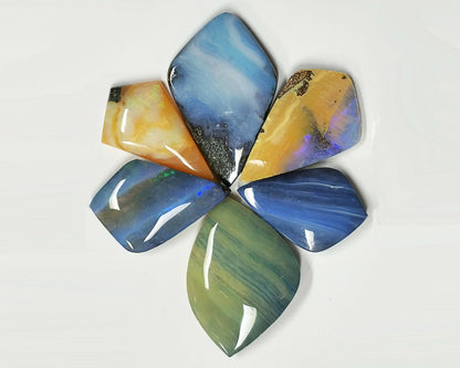 54162.0 - 4 Lots Australian Free shaped Polished Boulder Opal For single or multi stone jewellery designs and Unusual Opal jewellery designs