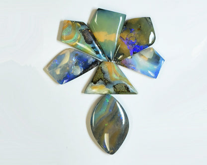54162.0 - 4 Lots Australian Free shaped Polished Boulder Opal For single or multi stone jewellery designs and Unusual Opal jewellery designs