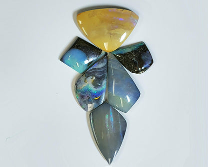 54160.0 - 4 Lots Australian Free shaped Polished Boulder Opal Create unusual UP SIDE DOWN designs Large pendants Multi stone jewellery