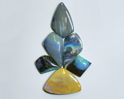 54160.0 - 4 Lots Australian Free shaped Polished Boulder Opal Create unusual UP SIDE DOWN designs Large pendants Multi stone jewellery