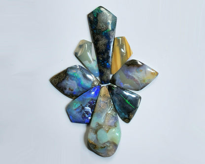 54160.0 - 4 Lots Australian Free shaped Polished Boulder Opal Create unusual UP SIDE DOWN designs Large pendants Multi stone jewellery