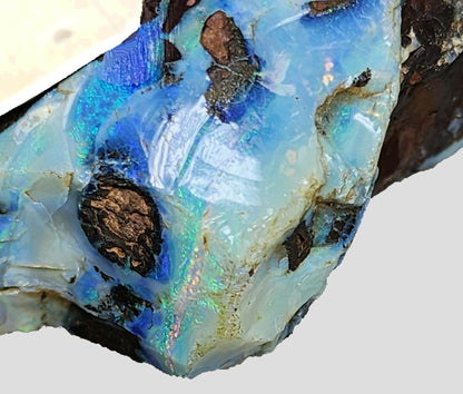 54138.0 - Boulder Opal Specimen Partly polished Includes Sterling Silver plate for engraving Great gift, Trophy, Paper weight, Office desk