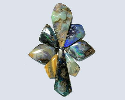 54160.0 - 4 Lots Australian Free shaped Polished Boulder Opal Create unusual UP SIDE DOWN designs Large pendants Multi stone jewellery