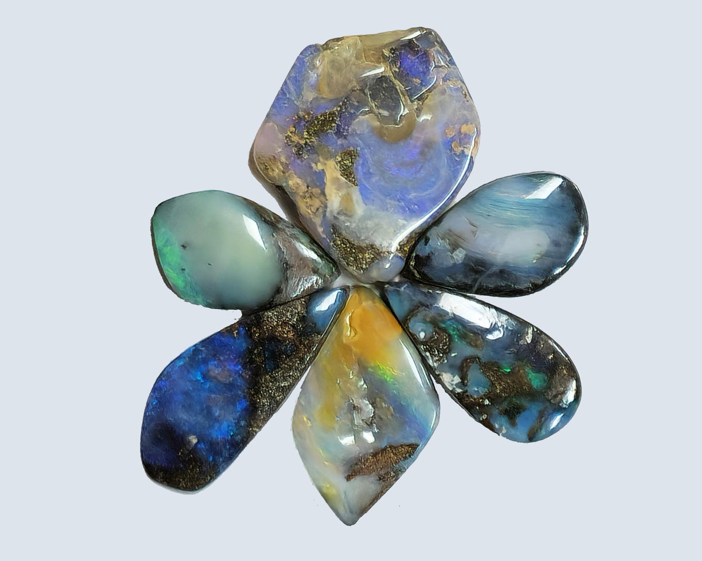 54160.0 - 4 Lots Australian Free shaped Polished Boulder Opal Create unusual UP SIDE DOWN designs Large pendants Multi stone jewellery