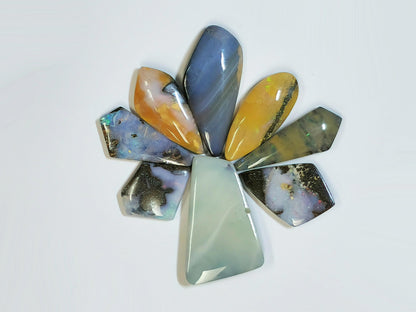 54160.0 - 4 Lots Australian Free shaped Polished Boulder Opal Create unusual UP SIDE DOWN designs Large pendants Multi stone jewellery