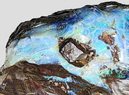 54138.0 - Boulder Opal Specimen Partly polished Includes Sterling Silver plate for engraving Great gift, Trophy, Paper weight, Office desk