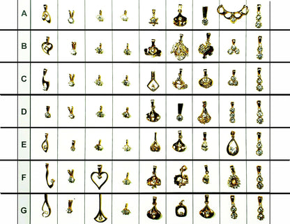 52196.0 - 7 Lots of an assortment of 9 pieces Sterling Silver Pendants Gold Plated set CZ Pendants ranging in size from very small to medium