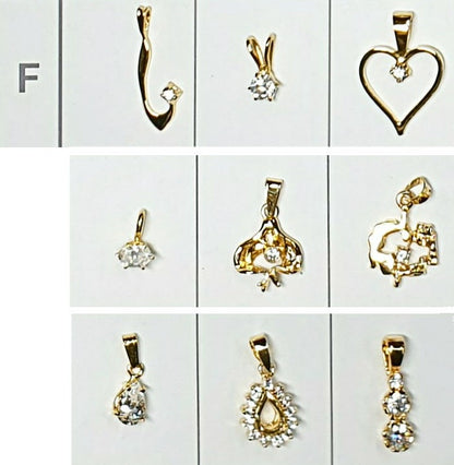 52196.0 - 7 Lots of an assortment of 9 pieces Sterling Silver Pendants Gold Plated set CZ Pendants ranging in size from very small to medium