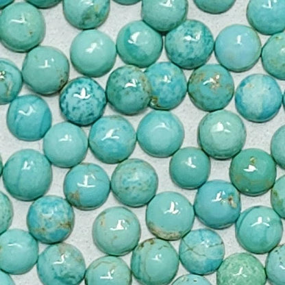 50002.5 - 2.5 mm Round Cut Turquoise Cabochons Very Rare Natural Untreated Australian 'TurqOZ' for sale at Wholesale Quantities and Prices
