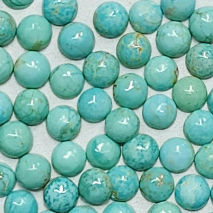 50002.5 - 2.5 mm Round Cut Turquoise Cabochons Very Rare Natural Untreated Australian 'TurqOZ' for sale at Wholesale Quantities and Prices