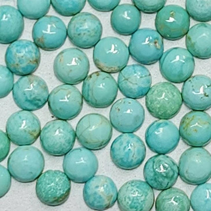 50002.5 - 2.5 mm Round Cut Turquoise Cabochons Very Rare Natural Untreated Australian 'TurqOZ' for sale at Wholesale Quantities and Prices