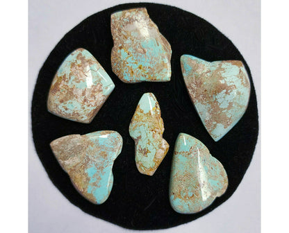 53939.0 - 6 Very rare Natural non-treated Free shaped Australian Turquoise ranging from 30x15 to 35x25 mm 136.82 carats for sale