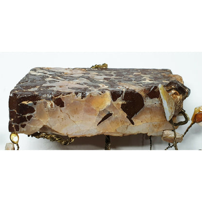 00001.0 - One Lot of 9 Twisted Wire Trees with White Opal Chips on Boulder Opal Sizes ranging from 50 to 150 mm and height from 50 to 100 mm