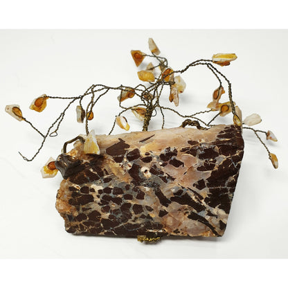 00001.0 - One Lot of 9 Twisted Wire Trees with White Opal Chips on Boulder Opal Sizes ranging from 50 to 150 mm and height from 50 to 100 mm