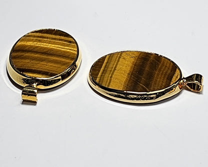 53996.0 - Pure Silver Gold Plated Tiger's Eye Pendant 40 x 30 mm by "Silverform"