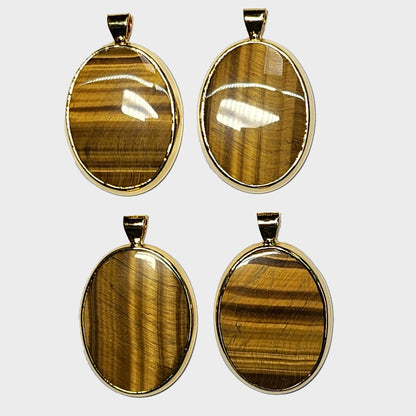 53996.0 - Pure Silver Gold Plated Tiger's Eye Pendant 40 x 30 mm by "Silverform"