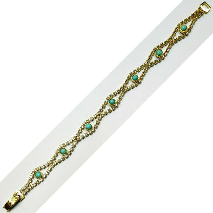 53649.0 - Rhinestone Bracelet with 7 Round Cut Natural non-treated rare Australian Turquoise for sale in either 16.5 cm or 18.5 cm length
