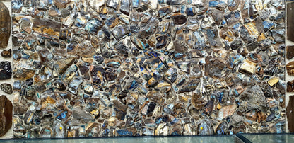 01000.0 - One Australian Boulder Opal wall dining or coffee table panel with rough opal and Two panels with sliced opal 1800 x 900 x 30+ mm About 110-130 Kg