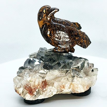 02505.0 - Bird on Crystal Cluster with the Bird Carved from Australian Queensland Boulder Opal 60H x 60W x 55D mm