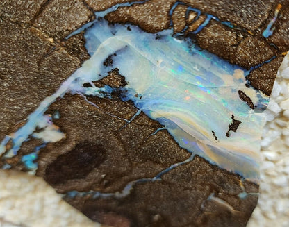 01000.0 - One Australian Boulder Opal wall dining or coffee table panel with rough opal and Two panels with sliced opal 1800 x 900 x 30+ mm About 110-130 Kg