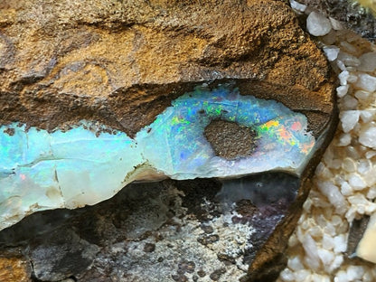 01000.0 - One Australian Boulder Opal wall dining or coffee table panel with rough opal and Two panels with sliced opal 1800 x 900 x 30+ mm About 110-130 Kg