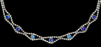 03773.0 - Gold Plated Swarovski Rhinestone Necklace with Seven 5 mm Opal Triplets in either Fixed 42cm or Adjustable Lenght 41 cm up to 48cm