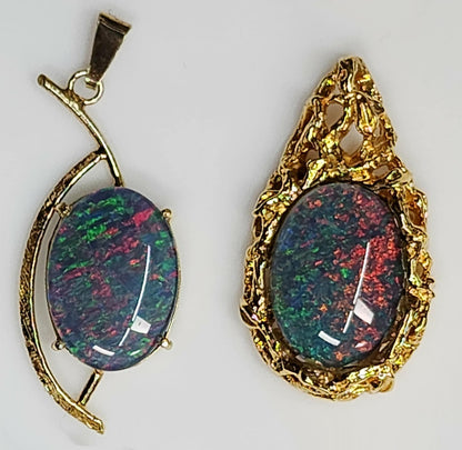 02822.0 - Single Piece or Wholesale Lot of 12 Sterling Silver Gold Plated Opal Pendants with 18 x 13 mm Opal Triplet Made in Australia