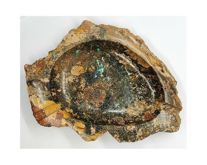 04137.0 - Unique ashtray Carved from Australian Boulder Opal Matrix ONE ONLY for sale 6.5 x 4.9 x 0.75 inch or 165 x 125 x 20 mm 357 grams
