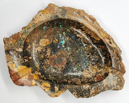 04137.0 - Unique ashtray Carved from Australian Boulder Opal Matrix ONE ONLY for sale 6.5 x 4.9 x 0.75 inch or 165 x 125 x 20 mm 357 grams