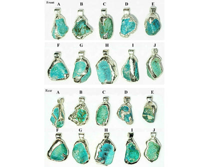 09516.0 - Australian made Pendant with Very Rare Natural Australian Turquoise wrapped in Pure Silver using our special Silverform process