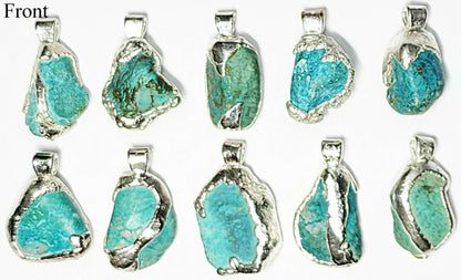 09516.0 - Australian made Pendant with Very Rare Natural Australian Turquoise wrapped in Pure Silver using our special Silverform process