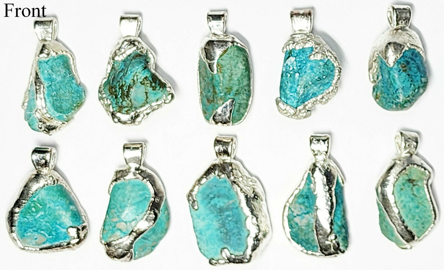 09516.0 - Australian made Pendant with Very Rare Natural Australian Turquoise wrapped in Pure Silver using our special Silverform process