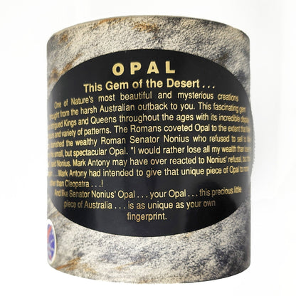 11690.1 - Boulder Opal "Monolith" Mounted on round black woden base with Gold plated engraved plaque and shipping/presentation boxs for sale