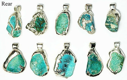 09516.0 - Australian made Pendant with Very Rare Natural Australian Turquoise wrapped in Pure Silver using our special Silverform process