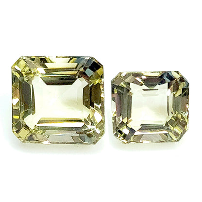 11910.0 - Light Yellow Quartz Square Emerald Cut 15.5 x 14.5 mm 18.05cts Octagonal Cut 13.1 x12.0 9.97cts, Large Quartz, Emerald cut gems