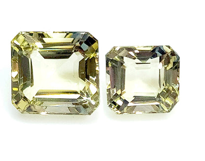 11910.0 - Light Yellow Quartz Square Emerald Cut 15.5 x 14.5 mm 18.05cts Octagonal Cut 13.1 x12.0 9.97cts, Large Quartz, Emerald cut gems