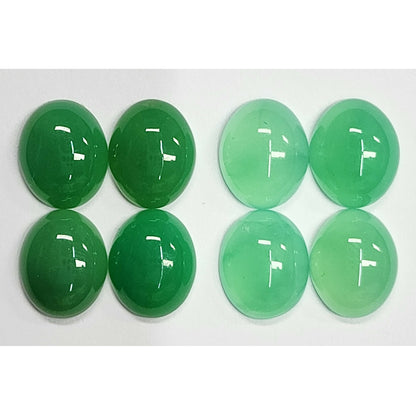12116.0 - 11x9 mm Oval Cut Cabochon Australian Chrysoprase for sale in Wholesale Quantities Light Translucent Green and Deep Opaque Green...