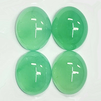 12116.0 - 11x9 mm Oval Cut Cabochon Australian Chrysoprase for sale in Wholesale Quantities Light Translucent Green and Deep Opaque Green...