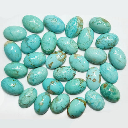50012.8 - 12 x 8 mm Oval Cut Turquoise Cabochons Very Rare Natural Untreated Australian 'TurqOZ' for sale at Wholesale Price