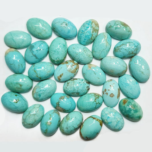 50012.8 - 12 x 8 mm Oval Cut Turquoise Cabochons Very Rare Natural Untreated Australian 'TurqOZ' for sale at Wholesale Price