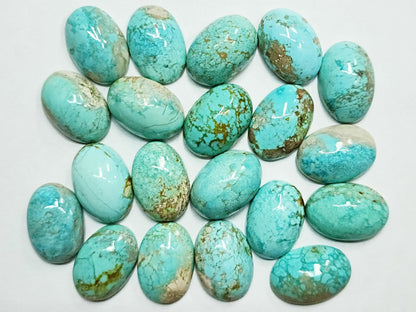 50013.9 - 13 x 9 mm Oval Cut Turquoise Cabochons Very Rare Natural Untreated Australian 'TurqOZ' for sale at Wholesale Quantities and Prices