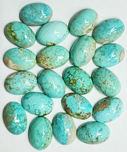 50013.9 - 13 x 9 mm Oval Cut Turquoise Cabochons Very Rare Natural Untreated Australian 'TurqOZ' for sale at Wholesale Quantities and Prices