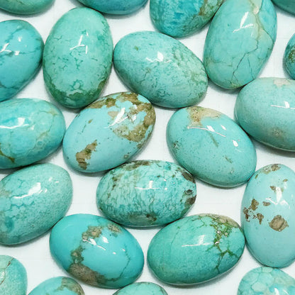 50012.8 - 12 x 8 mm Oval Cut Turquoise Cabochons Very Rare Natural Untreated Australian 'TurqOZ' for sale at Wholesale Price