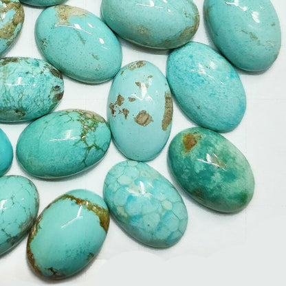 50012.8 - 12 x 8 mm Oval Cut Turquoise Cabochons Very Rare Natural Untreated Australian 'TurqOZ' for sale at Wholesale Price