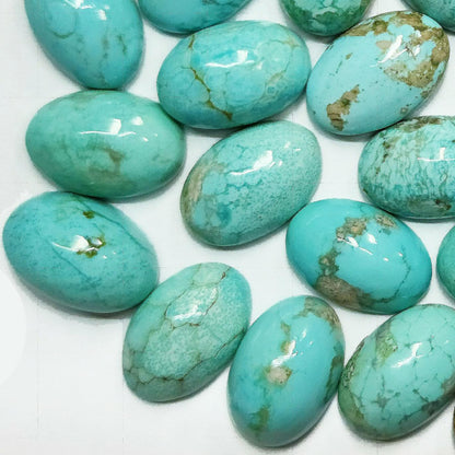 50012.8 - 12 x 8 mm Oval Cut Turquoise Cabochons Very Rare Natural Untreated Australian 'TurqOZ' for sale at Wholesale Price