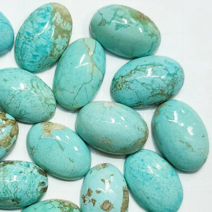 50012.8 - 12 x 8 mm Oval Cut Turquoise Cabochons Very Rare Natural Untreated Australian 'TurqOZ' for sale at Wholesale Price
